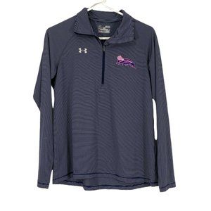 Under Armour Heat Gear Womens Blue Striped 1/4 Zip Long Sleeves T Shirt Size M